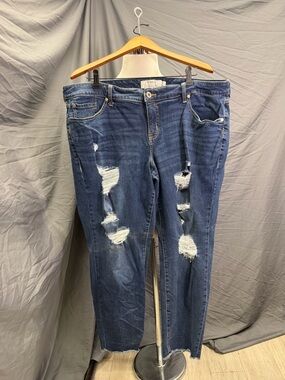 torrid Dark Blue Distressed Boyfriend Jeans